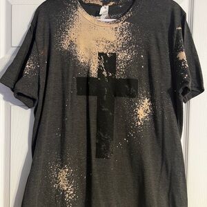 Tultex Black and Tan Cross Graphic Tee